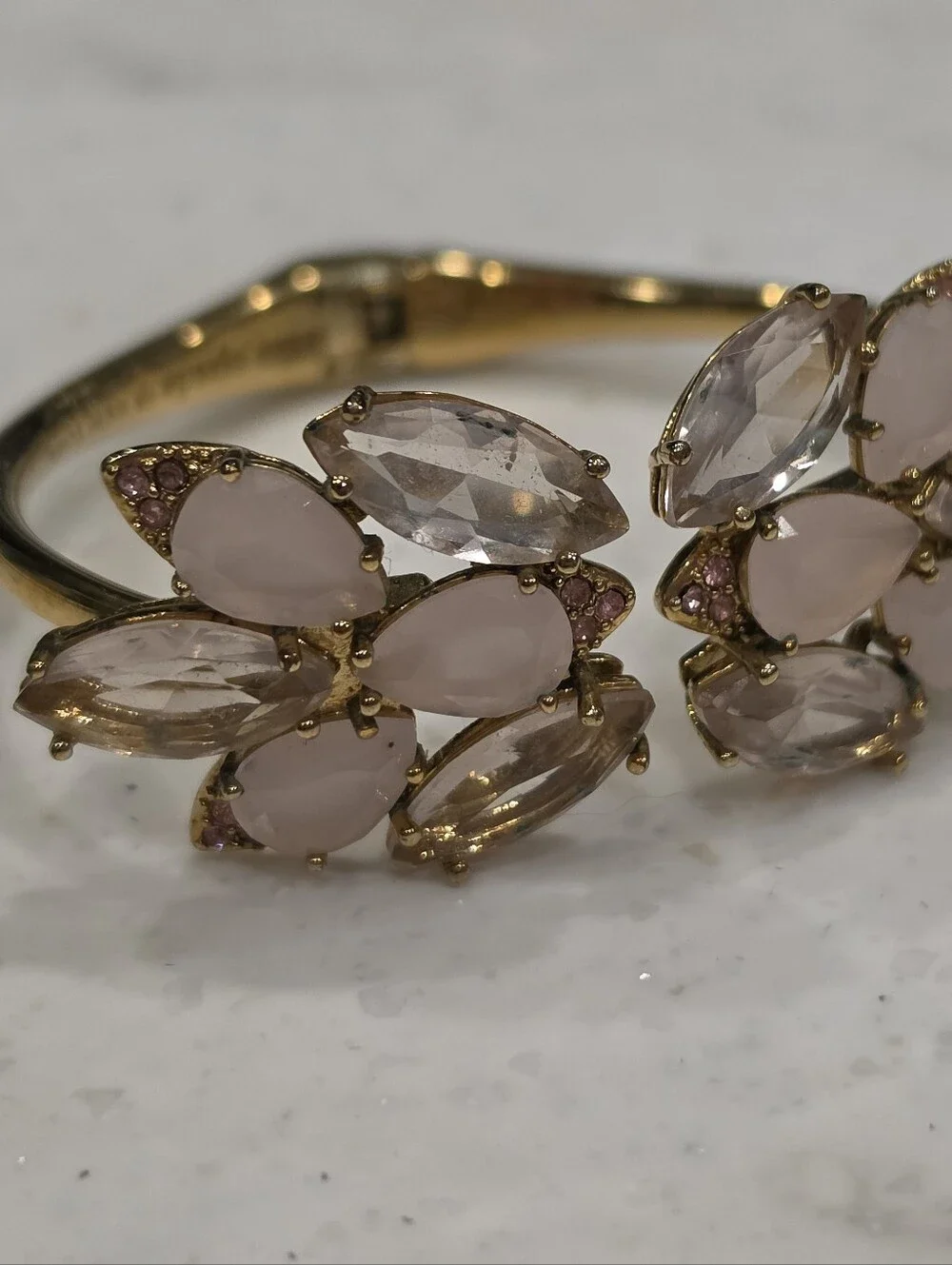 Kate Spade New York Blushing Blooms Bracelet Pink Multi Blush Gold Hinged Bangle